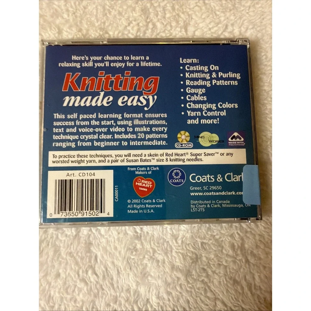 Coats & Clark Crochet & Knitting Made Easy 2002 PC CD ROM Lot Of 2 Crafts WIN